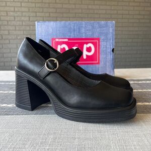 NWT Pop Black Mary Jane Platform Loafers Size 8.5